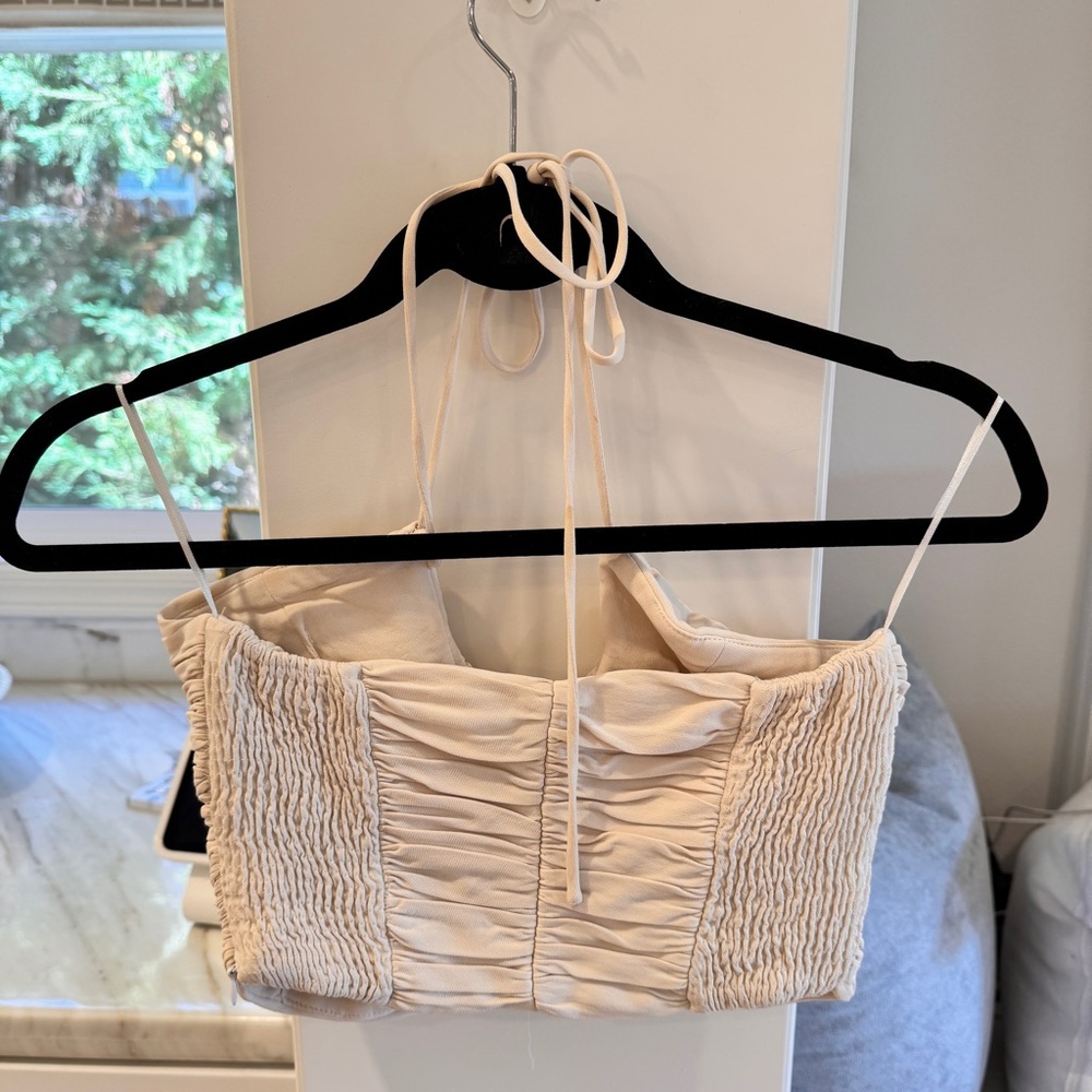 Cream Ruched Halter Top - Picture 3 of 3